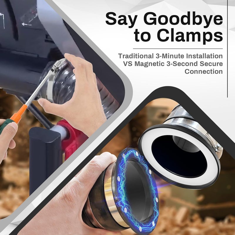 Senmy Magnetic Dust Collection Fittings, Quick Connect Magnetic Dust Collection System for 4" Woodwork Shop Vacuums Dust Hose, Efficiently Transfer Hoses Between Machines - Image 5